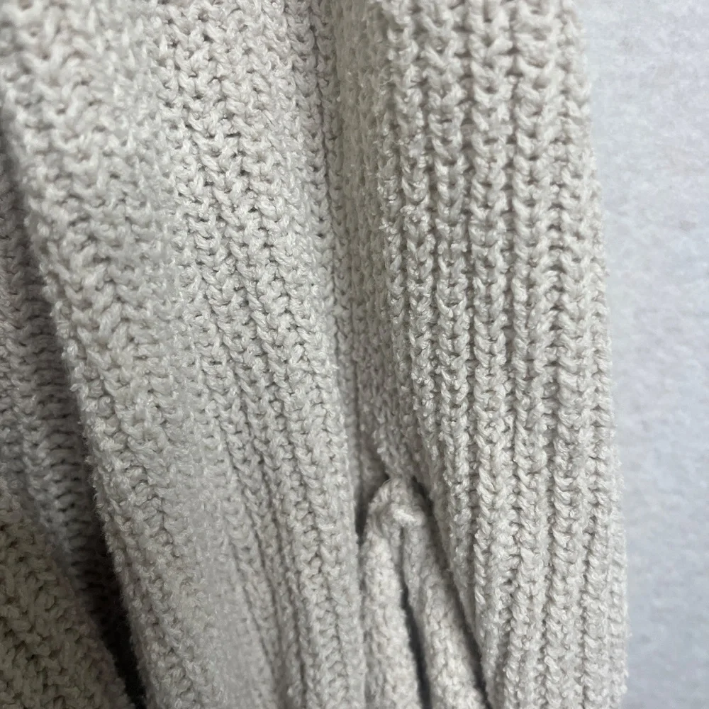 Free People Hooded Knit Cardigan Cream Open Front Draped Sweater Size M/L - Picture 5 of 10